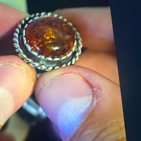 Didae Israel Made Sterling Large Amber 6 3/4 Ring - Picture 7 of 10
